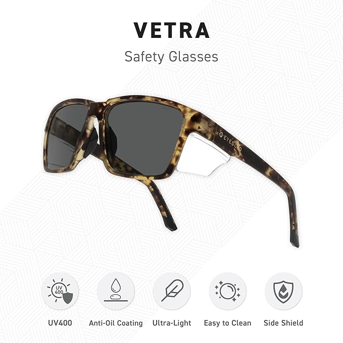 VETRA Z87+ Certified Safety Glasses HD High Contrast UV400 Side Shield Anti-Oil Coating Stylish Eyewear