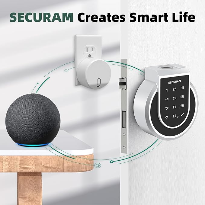 Smart Home Hub, WiFi Bridge for SECURAM Touch Smart Fingerprint Door Lock for Voice Control and App Remote Control, Compatible with Voice Intelligent Assistant