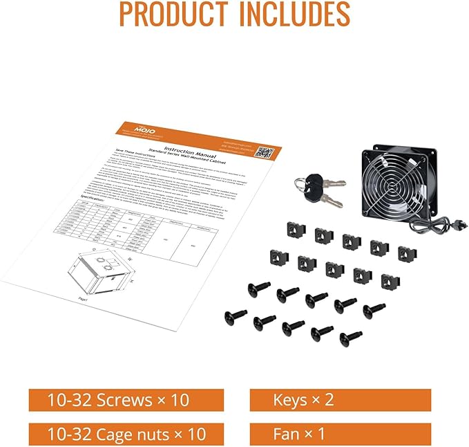 Tecmojo 9U Wall Mount Server Cabinet IT Network Rack Enclosure Lockable Door and Side Panels Black,Cooling Fan, Glass Door, 17.7inch Depth,for 19” IT Equipment, A/V Devices