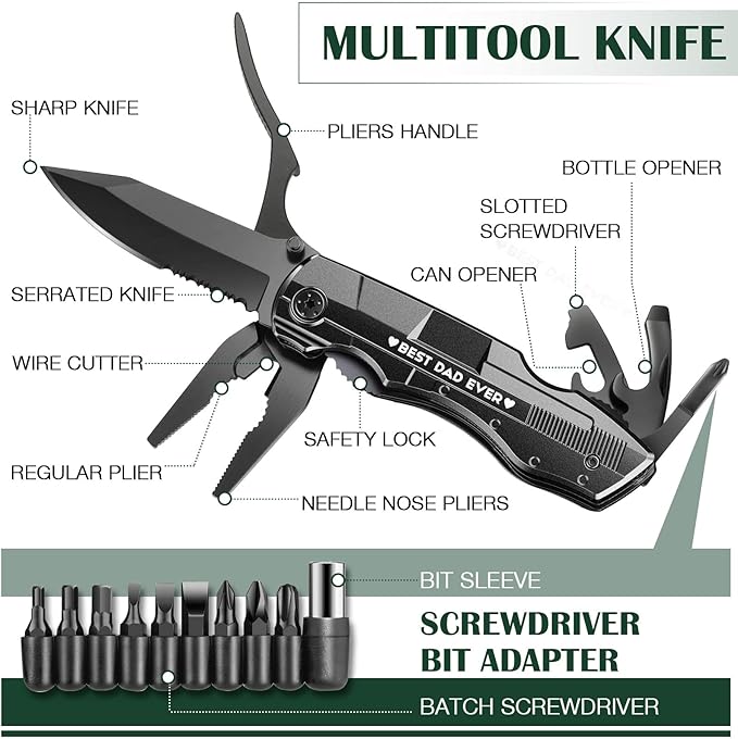 Gifts for Dad from Daughter Son,Multitool Pocket Knife "BEST DAD EVER",Christmas Birthday Fathers Day Dad Gifts,Unique Camping Hunting Cycling Gift Ideas for Dad
