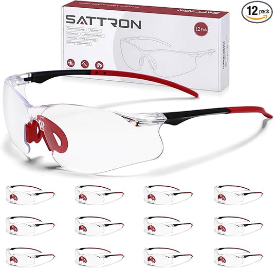 Clear Safety Glasses 12 Pack, Protective Eyewear UV Protection ANSI Z87.1, Safety Goggles Scratch & Impact Resistant, Eye Protection with Nose Pads for Men & Women Construction, Shooting, Lab Work