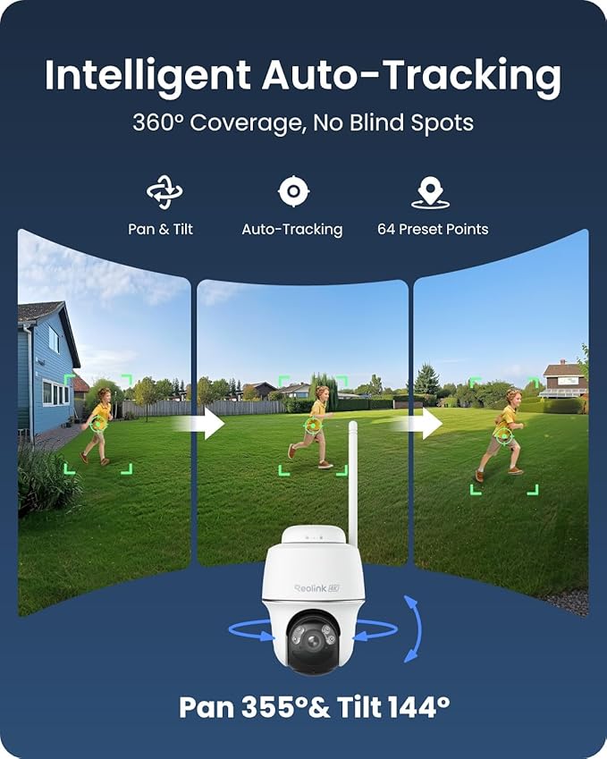REOLINK 4K Solar Security Camera Outdoor, Encrypted Local Storage Camera System, 360° Pan Tilt, Smart Detection, No Monthly Fee, Home Hub with 4X PT Ultra + Solar Panel