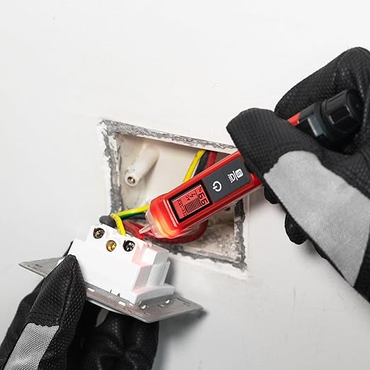 KAIWEETS Voltage Tester/Non-Contact Voltage Tester with Signal Percentage, Dual Range AC 12V/70V-1000V, Live/Null Wire Tester, Electrical Tester with LCD Display, Wire Breakpoint Finder (Full Red)