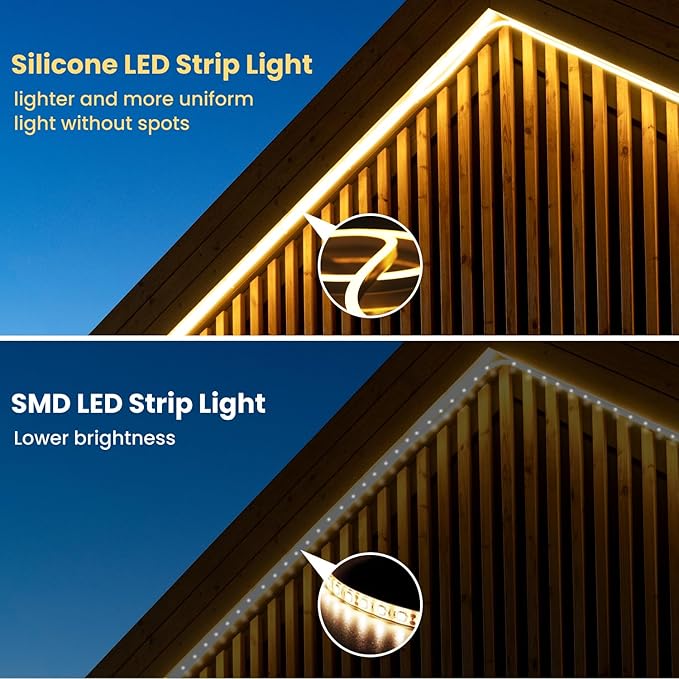 Neon LED Strip Light 32.8Ft, 2700K Warm White Flexible LED Neon Rope Lights Outdoor, Silicone LED Strip Lights IP67 Waterproof Dimmable for Gaming Bedroom Indoor Outdoor Home Decor (32.8FT)