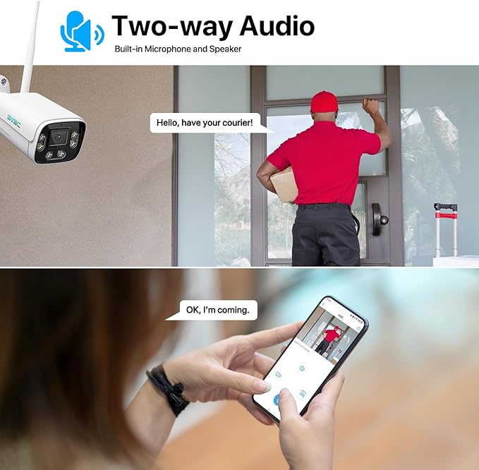 SV3C 4K WiFi IP Camera Outdoor, 8MP Wired Bullet Security Cameras with Floodlight Color Night Vision, ONVIF, RTSP, Humanoid Vehicle Pet Detection, P2P Remote View, 2-way Audio, SD Card & Cloud Storage