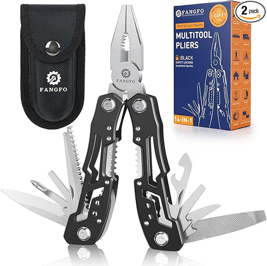2 Pcs 14-In-1 multi tool pocket knife, Multi tool with Safety Locking- Stainless Steel,