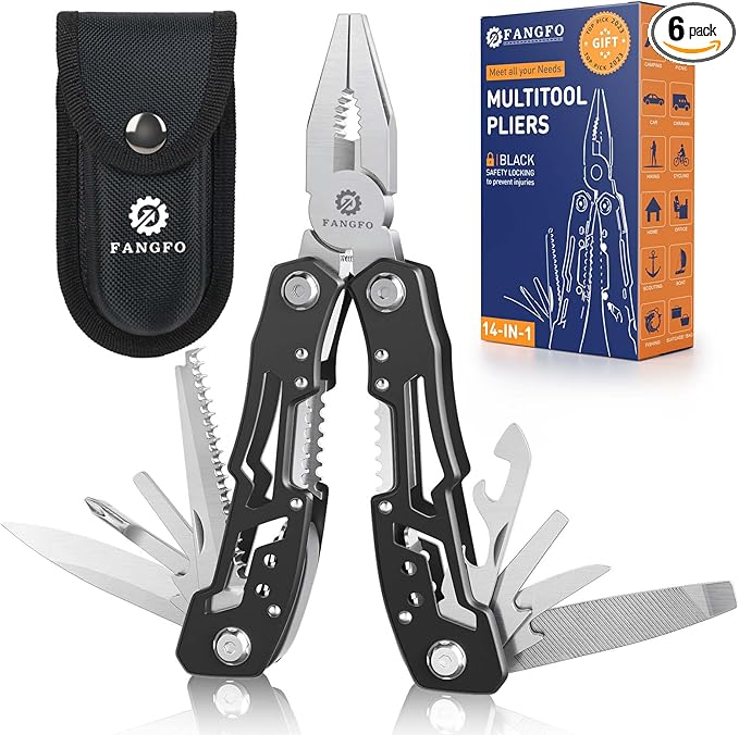 6 Pcs 14-In-1 Multitools - Professional Grade Multi-functional Stainless Steel Pocket Knife for Men, Multi tools- Stainless Steel for Everyday Use