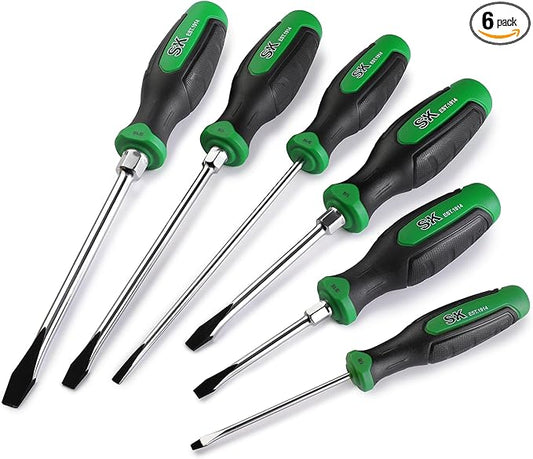 SK 6-Piece Slotted Screwdriver Set, Magnetic Screwdriver Set, S2 Steel, SureGrip Handle