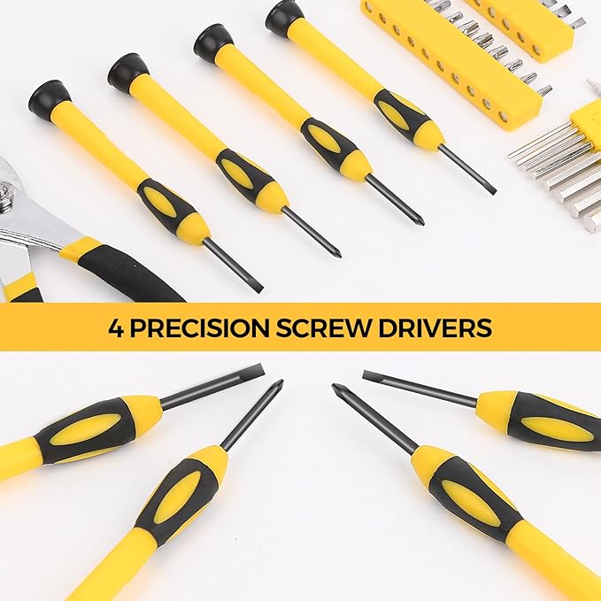 WGGE 39-Piece Home Tool Set/Hand Tool Set – Durable Household Hand Tool Kit with Hammer, Screwdrivers, Pliers, Wrench, Hex Keys & More – Compact Storage Case for Home Repairs, DIY & Maintenance