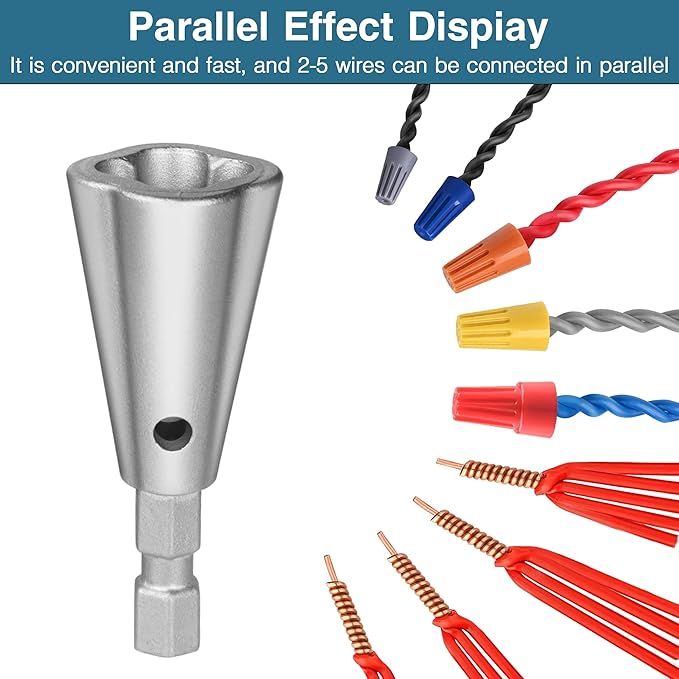 Wire Nut Twister,with 2pcs Bit Holders 1/4" Socket,Hex Shank Screwdriver Bit Holder,Wire Twisting Tool,Wire Nut Twister for Electrical Power Drill,Wire Twister for Quick Twisting Cable