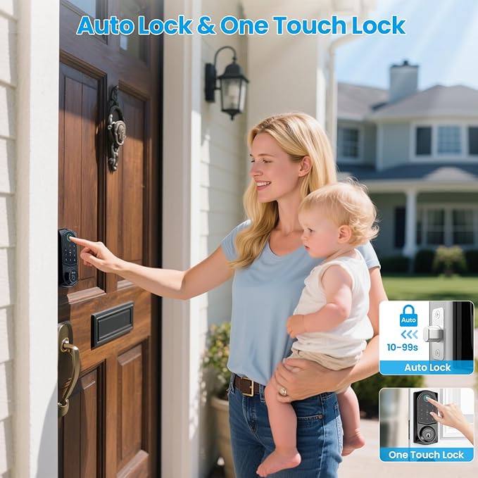 DEVO G10 WiFi Smart Deadbolt Lock, 6-in-1 Keyless Entry with Fingerprint, APP Remote Control, Digital Keypad, Front Door Lock，Auto-Locks,Easy Install，IP54 Waterproof