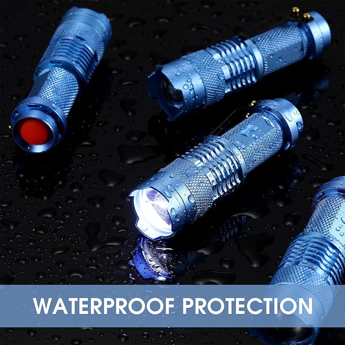 Fumete 20 Pieces LED Flashlight Mini 3 Mode Tactical Torch Small Water Resistant Pocket Flash Light Adjustable Focus Light Pen for Men, Father, Indoor Outdoor Hiking(Blue)