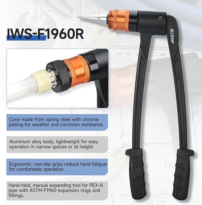 iCrimp PEX-A Expander Tool Kit with Self-Rotary Expansion Heads 1/2,3/4 and 1-Inch,PEX Cutter included for Uponor ProPEX,Wirsbo
