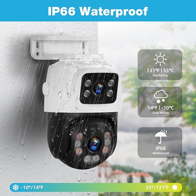 Cameras System for Home Security,8 CH POE NVR Wired Camera System with 2 X 6MP Dual Lens Night Vision Detection,500g HDD, 2-Way Talk,360°View Video Surveillance for House,Indoor/Outdoor