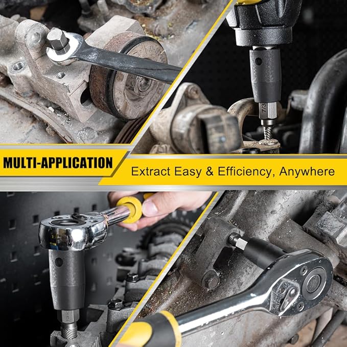 Topec 25Pcs Screw Extractor Set, Hex Head Multi-Spline Easy Out Bolt Extractor Set, Premium CR-MO Steel Rounded Bolt Remover