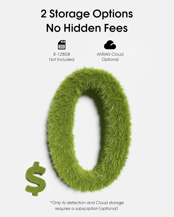 ANRAN Solar Security Cameras Wireless Outdoor with Light,2K Porch Floodlight Camera with Color Night Vision & AI Motion Detection,2-Way Talk Spotlight Siren Alarm,Compatible with Alexa