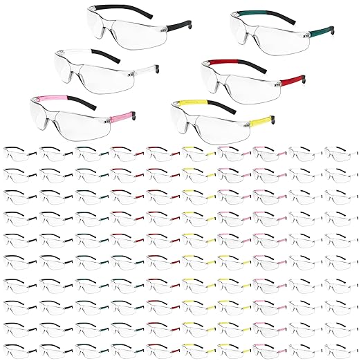 Clear Safety Glasses Bulk of 100 ANSI Z87.1 Protective Eyewear Scratch-Resistant for Work, Lab, Construction