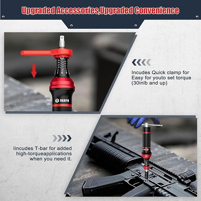 Torque Screwdriver, 24Pcs 10-80 In-lb Torque Wrench Screwdriver Set with Hex, Torx, Phillips, Pozidriv, Schlitz, Bits Adapter, T- Bar Handle, Precision Tool for Bike, Scope Mounting