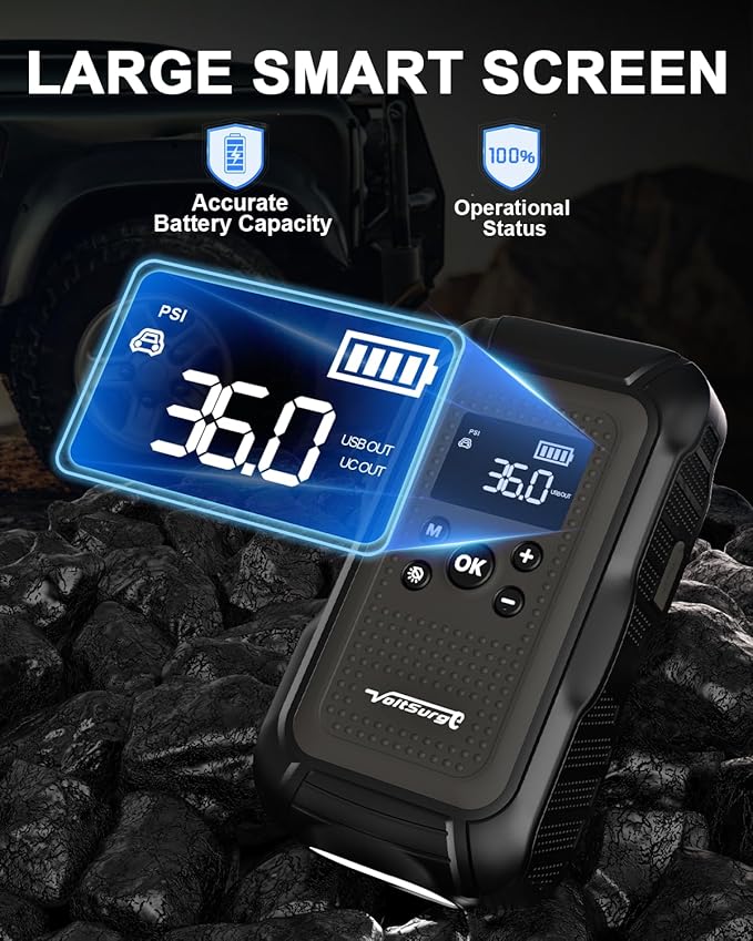 7000A Jump Starter with Air Compressor (All Gas/10.0L Diesel), 12V Jumper Starter Pack with 150PSI Auto Tire Inflator, Car Battery Jump Box Portable with LCD Display & LED Light