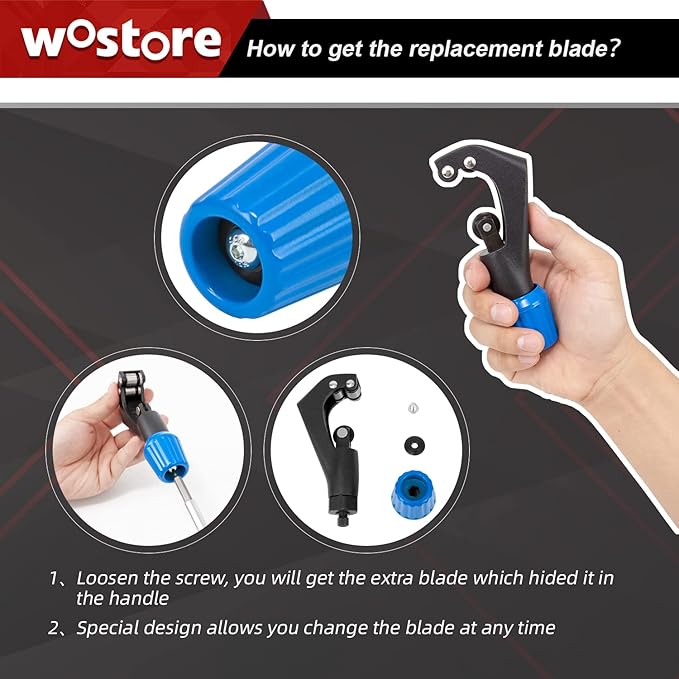 Wostore Eccentric Flaring Tools Set and Tube Cutter Kit for 7 Dies Sizes 3/16-3/4inch Refrigeration HVAC 45 Degree Heavy Duty