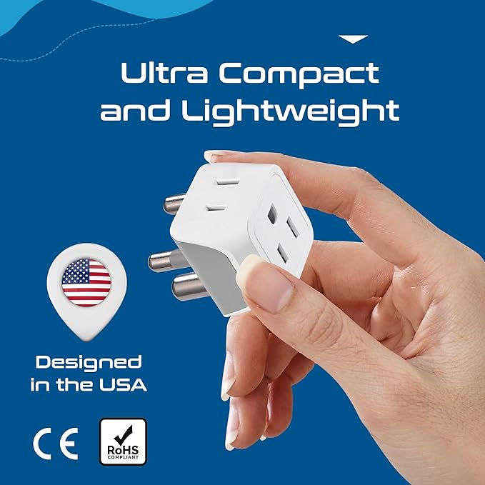 Ceptics African Travel Adapter Set 2 in 1 USA to Africa, S. Africa, Nigeria, Ghana, Uganda (Type M, E/F, Type G) - 3 Pack (Does Not Convert Voltage)
