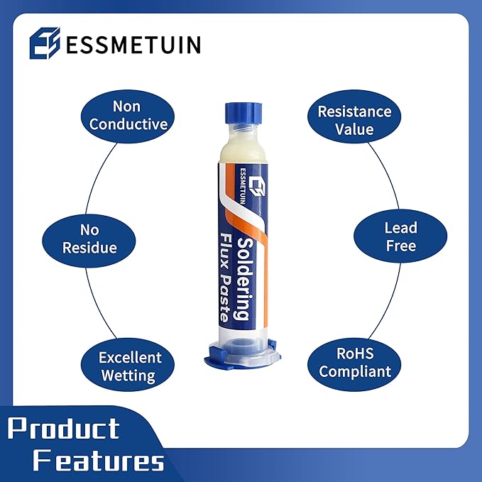 Desoldering Wick and Soldering Flux Paste for Electronics Repair, No Clean Flux(10CC), Solder Removal Kit