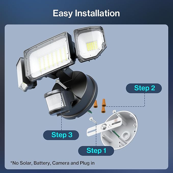 60W Motion Sensor Outdoor Lights, 6000lm Dusk to Dawn Flood Lights Outdoor Motion Sensor, IP65 Waterproof LED Security Lights Motion Outdoor, 6500K Motion Detector Lights for Outside, Yard (Black)