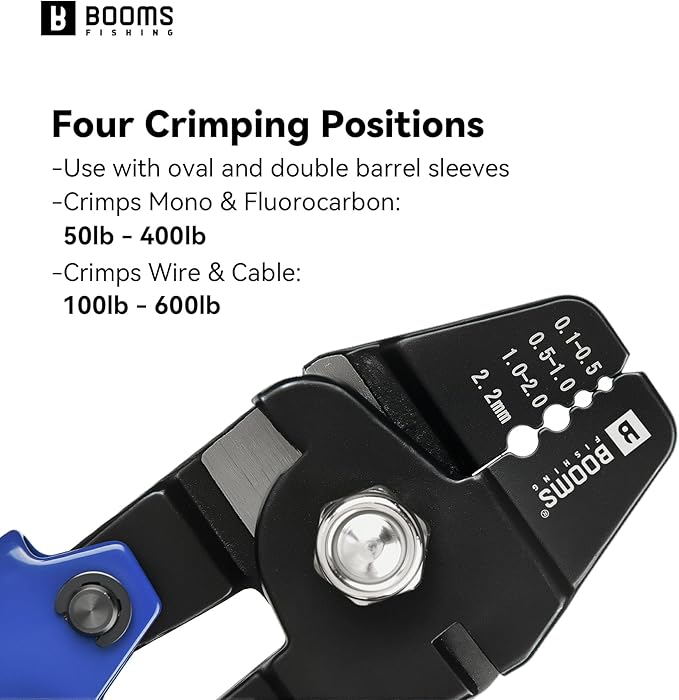 Booms Fishing Crimping Tool Kit: 10.6in Fishing Crimping Pliers with Side Wire Cutters - Up to 2.2mm Crimper, XW40