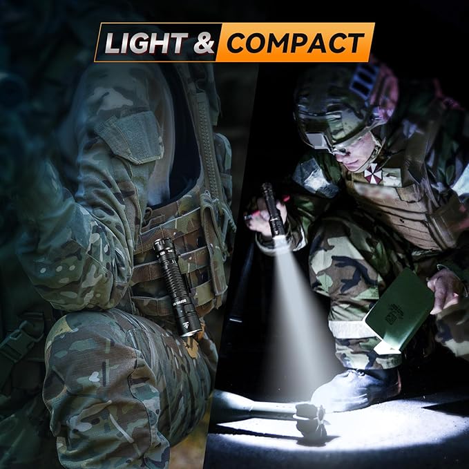 Sofirn SK1 Tactical Flashlight Rechargeable, 1571 FT Long Throw Flashlight with IP68 Waterproof, Rotary Switch Adjusts Tactical, Lockout and Duty Modes, EDC Handheld Flashlight for Emergencies Rescue