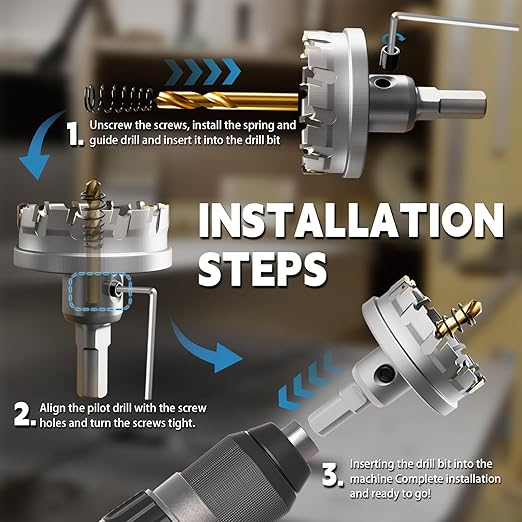 CSOOM Carbide Hole Saw 19 pcs kit, Metal Steel Hole Saw Bits, TCT Hole Cutter for Stainless Steel, Iron, Aluminum, Alloy, Plastic