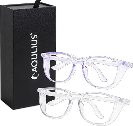Aqulius 2 Pack Stylish Safety Glasses Goggles, Scratch Resistant, Safety Glasses for Women, Blue Light, Glasses for Nurses
