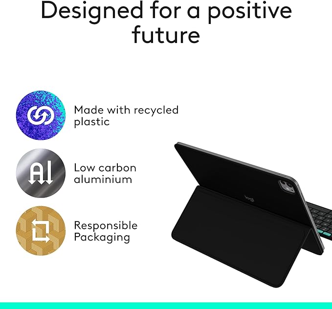 Logitech Flip Folio, Keyboard Case for iPad Pro 13-inch (M4) & iPad Air 13-inch (M2 & M3) (2024, 2025) - Protective & Stowable Bluetooth Keyboard Case, Multi-Device - Midnight Black