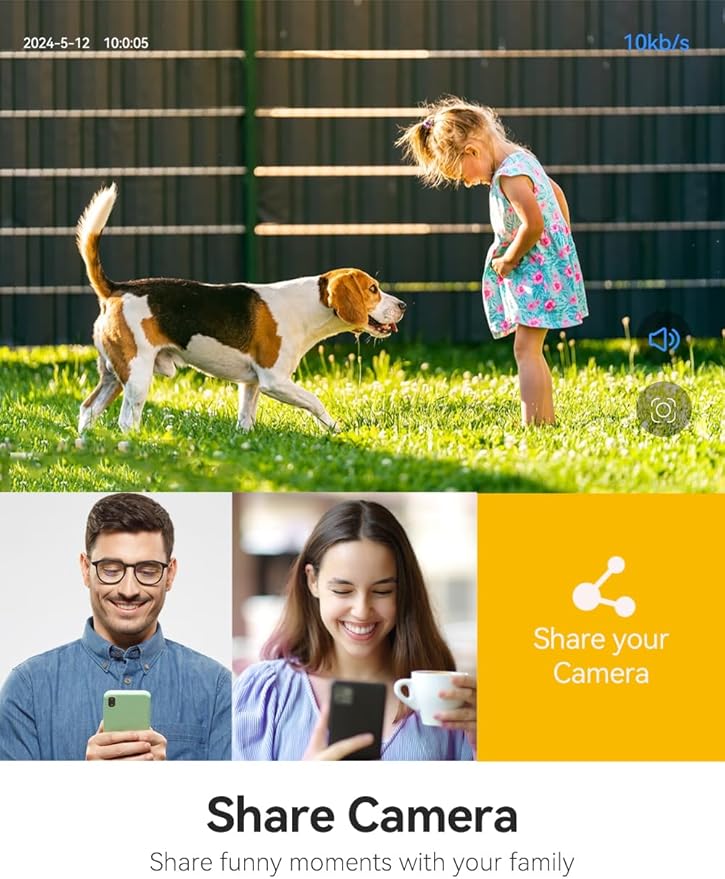 Solar Camera Outdoor Wireless, Battery Security Cameras with Solar Panel for Home Security, Motion Detection, Night Vision, Alexa, 2.4G Wi-Fi Only, Only Event Recording