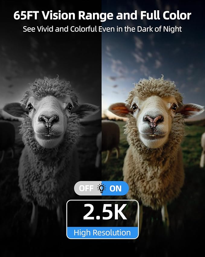 4G LTE Outdoor Solar Powered Cellular Security Camera Wireless, Off-Grid Camera No WiFi, 2.5K UHD Color Night Vision, 360° Live View, Local/Cloud Storage, IP66 Weatherproof, SIM Card, 2 Packs