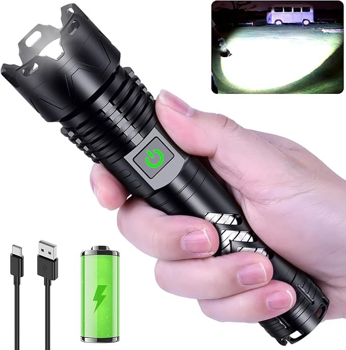 Rechargeable LED Flashlights1600.000 High Lumens, Super Bright Flashlight with Input and Output Functions, Tactical Flashlight for Camping Home Emergencies (Mini, Piece, 1)