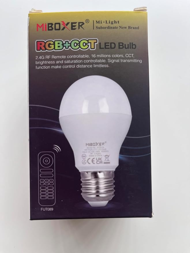 LGIDTECH FUT014 6W WiFi LED 2.4GHz Light Bulb A19 RGB+CCT Color Changing CCT Color Temperature Adjustable,AC100-240V,Memory Function,Smartphone APP Control via Gateway(Excluded)