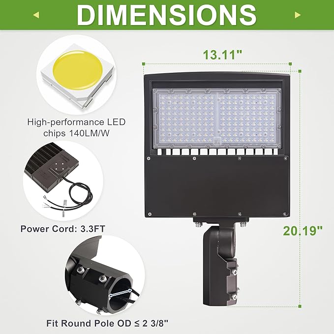 480V 150W High Voltage LED Shoebox Lights, LED Parking Lot Lighting, AC 200-480V LED Pole Area Lights, 450W MH/HPS Equiv, 5000K, Surge Protection Included, DLC UL Approved