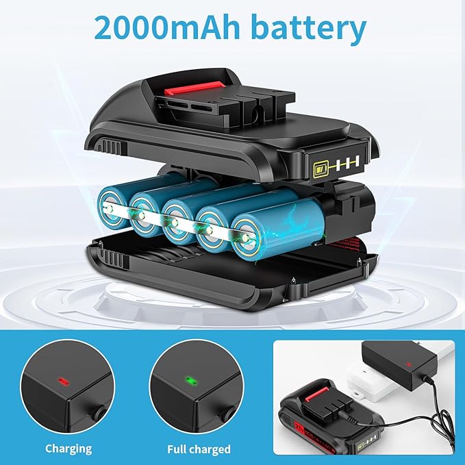 Cordless Power Drill Set with Battery and Charger, 25+3 Mini Drill 21V Electric Drill Cordless Hammer Impact Drill Set with 3/8 Inch Keyless Chuck with 2 Batteries