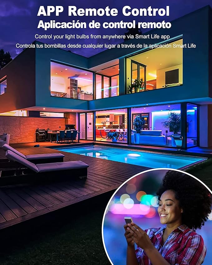 OHLUX Smart Light Bulbs, Color Changing LED Bulbs for Alexa and Google Assistant, 2.4GHz WiFi and Bluetooth with Music Sync, E26 A19, 120V, 4 Pack