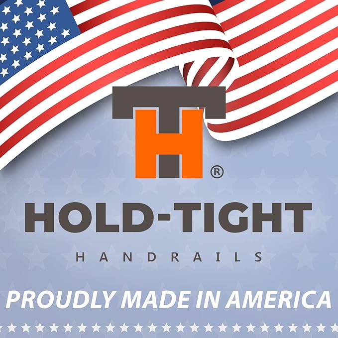 Hold Tight Handrails Steel Jamb-Mount Handrail - Heavy Duty Stair Railing for Decks, Porch, Mobile Homes, Short Stairway - Weatherproof & Non-Slip Powder Coated Finish - [Right Handed], [32"], [Black]