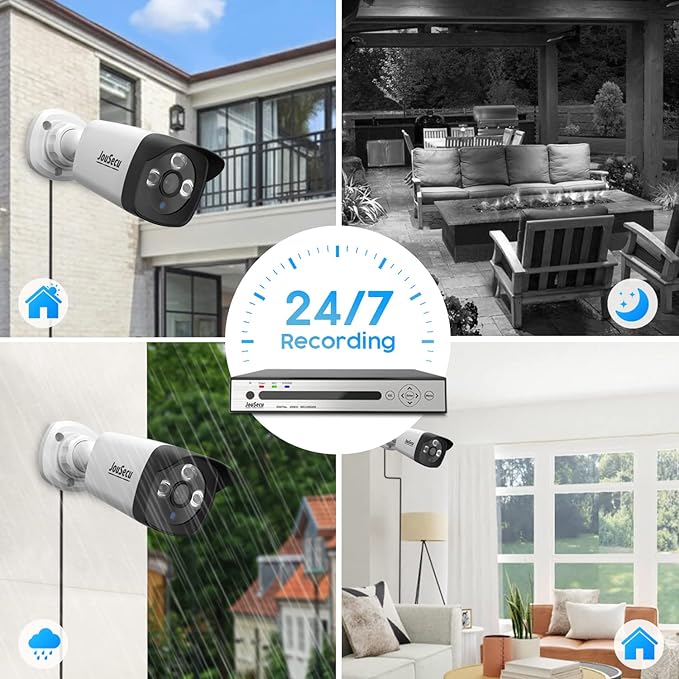 8CH 1080P Home Security Camera System Outdoor Indoor, 5MP Lite CCTV DVR 8 Channel and 4 x 1080P Dome Bullet Surveillance Cameras with Night Vision, Easy Remote Access, No Hard Drive