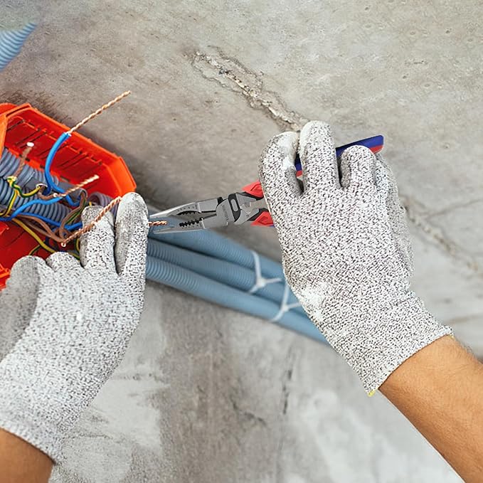 5-in-1 Needle Nose Pliers with Wire Cutter Stripper and Crimper Multifunction Compound Long Nose Pliers Heavy Duty Pliers for Electrician and Homes