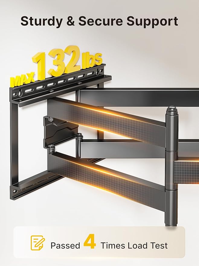 monTEK Long Arm TV Wall Mount for Most 43-90 Inch TVs, 42.5 Inch Long Extension TV Mount Swivel and Tilt, Full Motion Wall Mount Tv Bracket Fit Max VESA 800 x 400mm, Up to 132 lbs, 16”,18” Studs