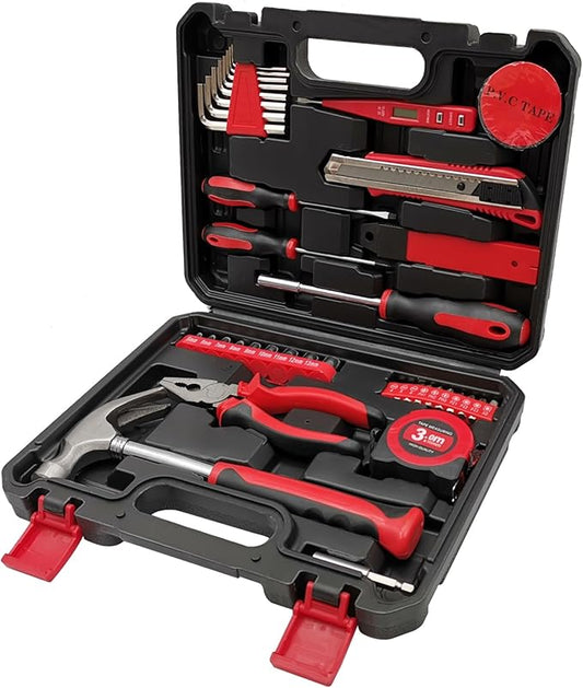 43 PCS Household Tools Kit with Plastic Toolbox, Portable and Lightweight Basic Home Tool Set, Emergency tool Kit with General Tools, Comprehensive Tool Box for College Students, Household Use