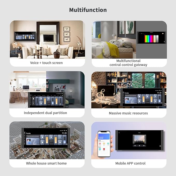 Smart Home Control Panel,12'' Dimmer and Background Music Player,Smart Life Tuya App Control Timer Switch for Smart Appliances,Support Video Doorbell Two-Way Intercom