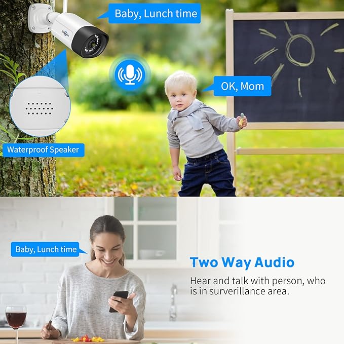 Hiseeu WiFi Security Camera System,【5MP Spotlight, 3TB Hard Drive】 Power Cord Cameras,Extenable 16CH, Outdoor IP66 Waterproof,Color Night Vision, Motion Alert,24/7 Time Record,Two Way Audio