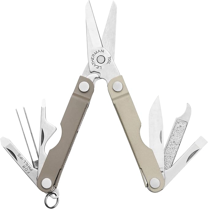 LEATHERMAN, Micra, Keychain Multi-tool with Grooming Tools, Mini Pocketknife for Everyday Carry (EDC), Hobbies & Outdoors, Built in the USA, Winter Fog