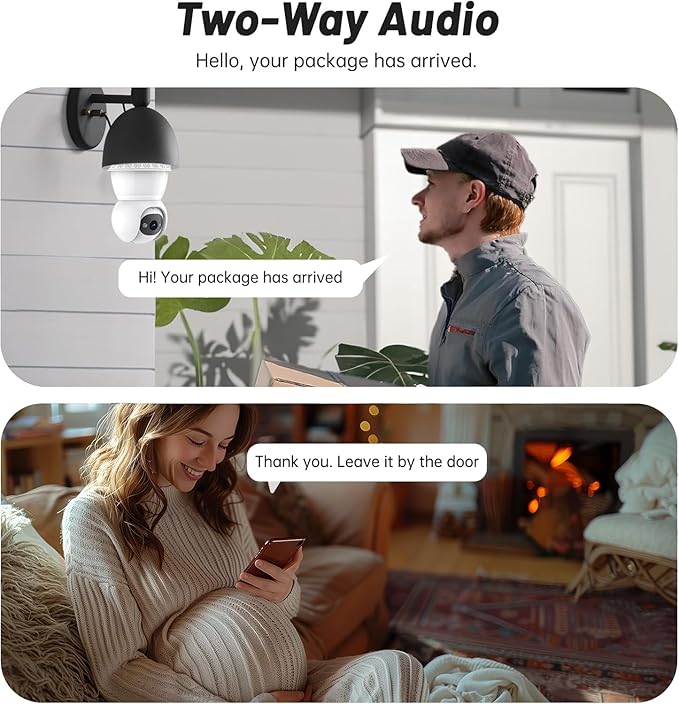 Light Bulb Security Camera,5G& 2.4G WiFi Security Cameras Wireless Outdoor,3MP& 360° PTZ Light Bulb Camera Outdoor, Night Vision, AI Human Detection&Alarm, 2-Way Audio, Cloud Storage