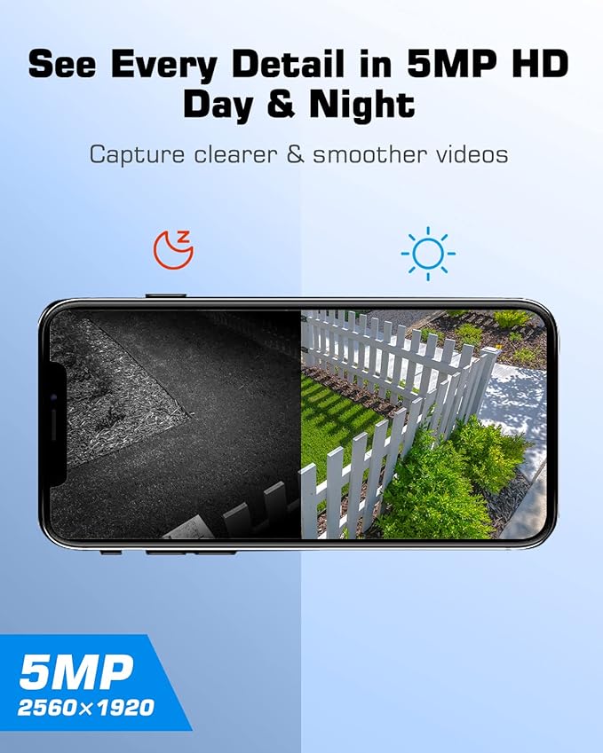 ANRAN 5MP Security Cameras Wireless Outdoor, Solar Camera Wireless with 360° View for Home Surveillance, WiFi Camera with Spotlights, PIR Detection, Color Night Vision, Siren Alarm, Q1 Max Grey