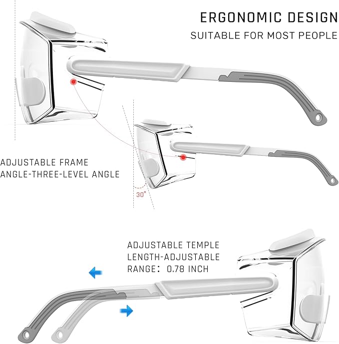 Anti Fog Safety Glasses Safety Goggles Over Glasses Protective Glasses with Anti Scratch Lenses Adjustable